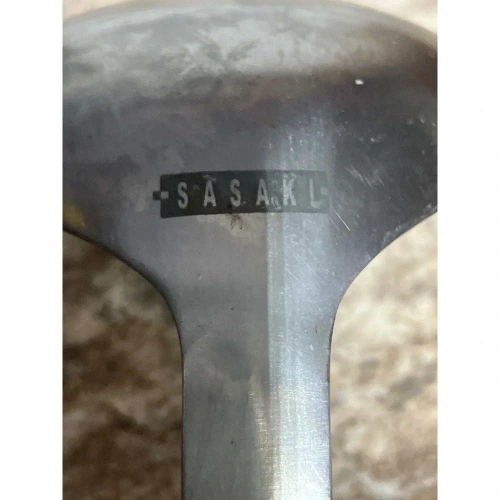 Sasaki Stainless Steel Gravy Ladle Ribbed Black Handle Mid Century Modern 10.25